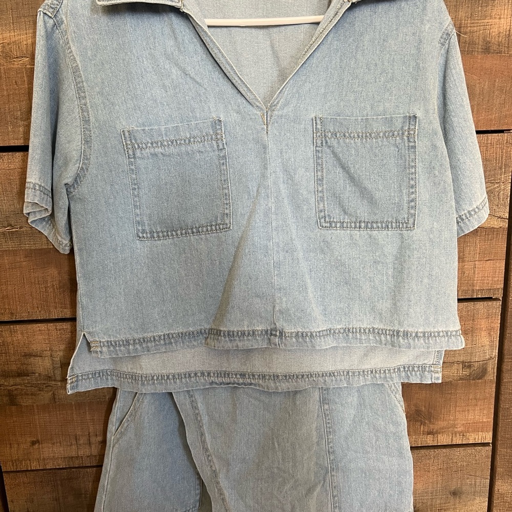 Amazon Light Blue Denim Two-Piece Set